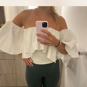 Zara White Off-Shoulder Blouse